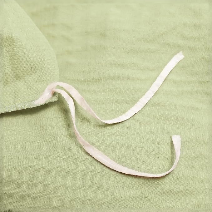 Queen Size Duvet Cover Desert Sage, Luxury Soft Microfiber Double-Layer Crinkle Gauze Sage Duvet Cover, 3 Pieces Bedding for All-Season, Breathable with Zipper Closure