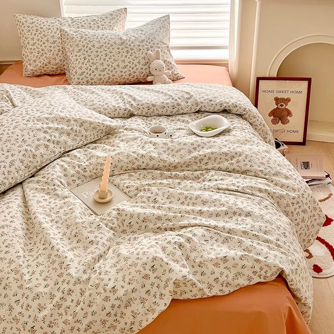HighBuy Boho Floral Comforter Set King Bohemian Comfy Comforters for King Bed,Luxurious Soft Comforter with 2 Pillowcases,All Season,Skin Friendly Cooling Comforter for Women Girl