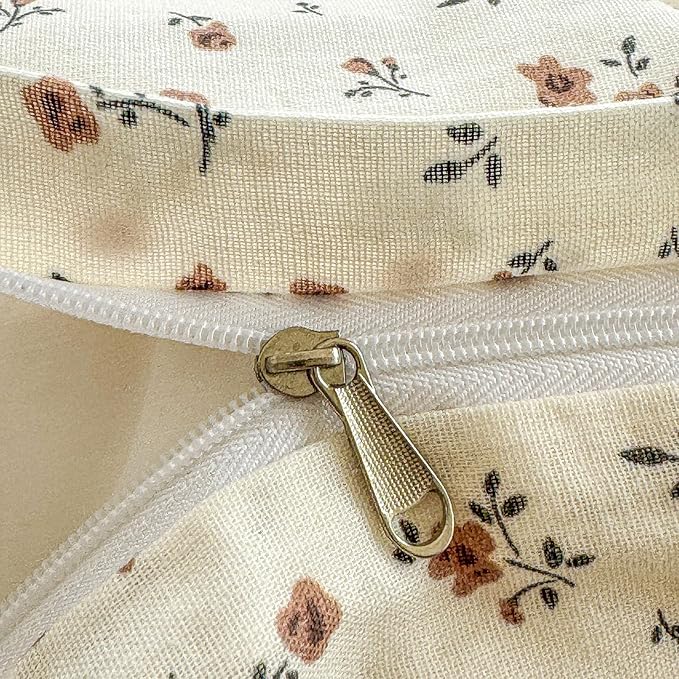 EAVD Garden Style Small Floral Duvet Cover Twin Size Soft 100% Cotton Muslin Bedding Set with Floral Print Fresh Cottagecore Botanical Pattern Duvet Cover with Zipper Closure