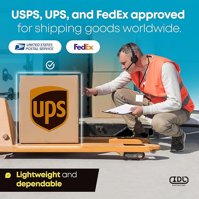 IDL Packaging Small Moving Boxes - 8"L x 6"W x 3"H (25-Pack) - Extra Strength 200 lb Corrugated Packing Boxes
