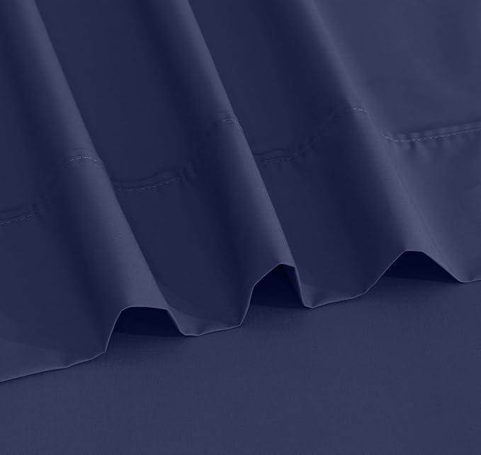 RUVANTI 100% Cotton Twin Sheets Set, 3 Pieces, Soft & Breathable Percale Weave Bedding, Deep Pocket 16", Hotel Standard, Crisp Cool Feel, Durable, Perfect Dyed Bed Sheet, Crown Blue