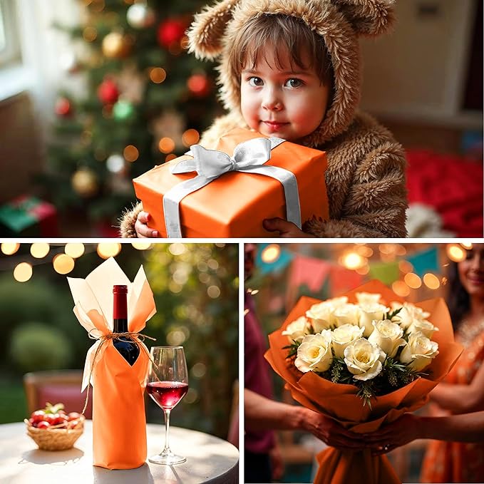SANZIX 150 Sheets Orange Tissue Paper for Gift Bags Bulk 14x20 Inch - Orange Christmas Wrapping Paper for Christmas Gifts, Flowers, Crafts, Thanksgiving, Halloween, Holiday & Xmas Decorations