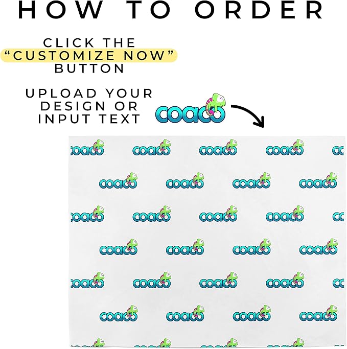 COACO Personalized Tissue Paper, Your Custom Design, Logo, or Text, Great for Holiday or Special Occasion, Small Business Packaging or Gift Wrapping, Gift Bags, 30, 50, or 100 Count, Blush (18"x15")