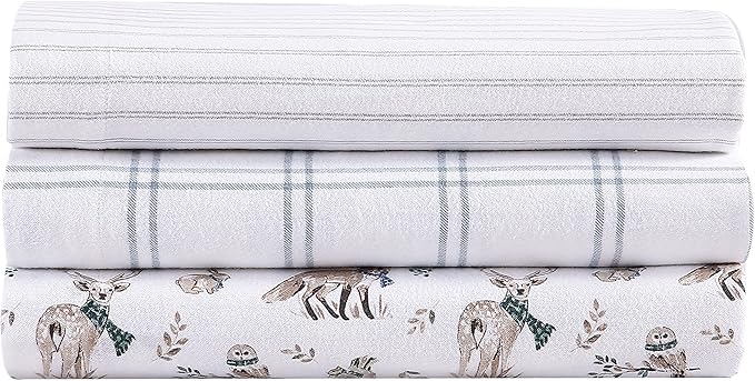 Eddie Bauer - Twin Sheets, Cotton Flannel Bedding Set, Brushed For Extra Softness, Cozy Home Decor (Westridge Plaid, Twin)