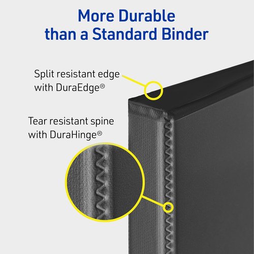 Avery Durable View 3-Inch Binder - 2-Inch Slant Rings, 530-Sheet Capacity, Customizable Cover, Black