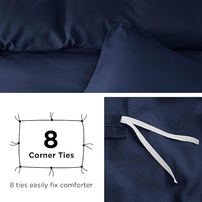 Bedsure Duvet Cover Full Size - Soft Double Brushed Bedding Set for Kids & Adults, Zipper Closure, 3 Pieces, Includes 1 Duvet Cover (80"x90") & 2 Pillow Shams, NO Comforter, Navy Blue