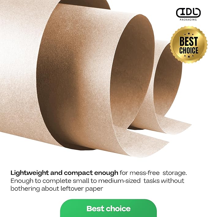 Brown Paper Roll 18" x 1800" (150 feet), Pack of 4 - USA-Made Brown Packing Paper 50lb Thickness for Moving, Shipping, Crafts/Arts - 100% Recycled Natural Wrapping Material by IDL Packaging