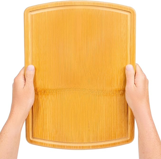 Bamboo Cutting Board – 15 Inch Wood Cutting Boards for Kitchen with Glue-Free Surface™ & Juice Groove – Non-Toxic, FSC-Certified, Durable Wooden Chopping Board