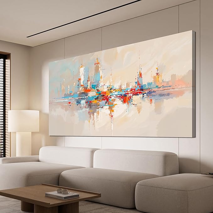 Canvas Wall Art Decor Large Wall Art Pictures for Living Room Abstract Canvas Art Wall Decor Modern Artwork for Walls Oversized Colorful Abstract Wall Art Decorations Bedroom Home Wall Decor 29" X 58"