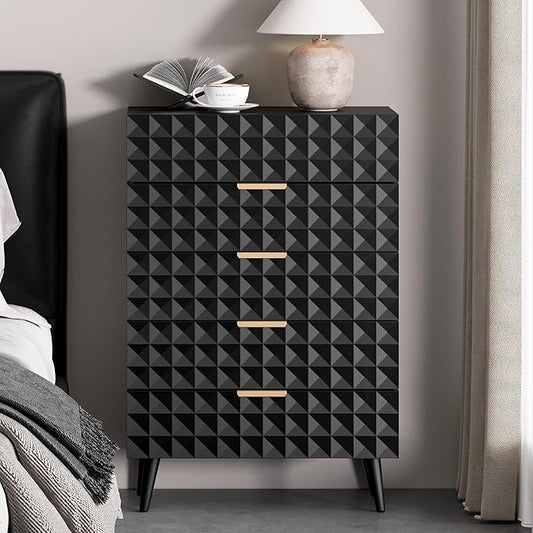 48" Tall Dresser,Chest of Drawers,5 Drawers Dresser for Bedroom,Clothes Storage with Diamond-Shaped
