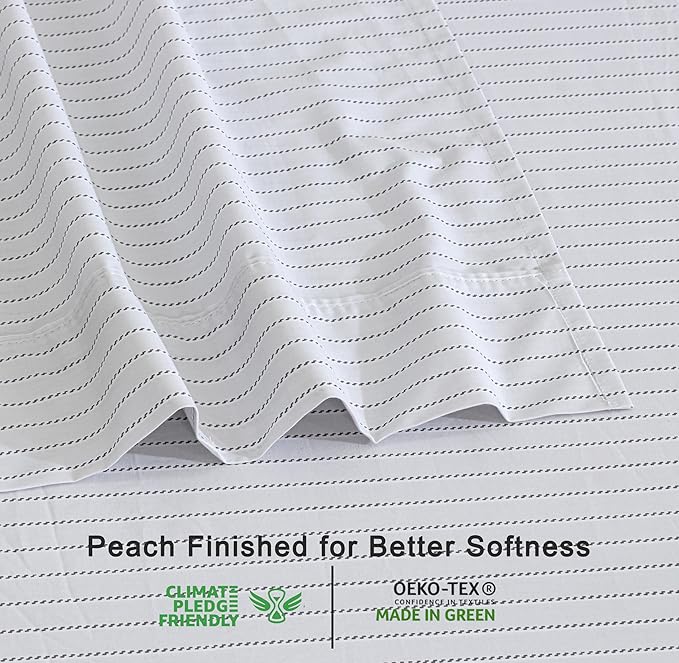 RUVANTI 100% Organic Cotton Sheets California King, Percale Weave, GOTS Certified, 4-Piece Set, Deep Pocket 13", Crisp & Breathable, Soft Durable Bedding, Sábanas Algodón Orgánico – Construction Line