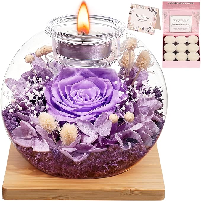 Mothers Day Gifts for Mom, Eternal Preserved Real Rose,Preserved Rose in Glass Dome Gifts, Romantic Mother's Day Valentine Christmas Birthday Gift for Women Mom Girlfriend Wife Home Decor