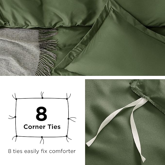 Bedsure Duvet Cover Twin/Twin XL Size - Extra Soft Double Brushed Bedding Set with Zipper Closure, 2 Pieces, Includes 1 Duvet Cover (68"x90") & 1 Pillow Sham, Comforter Not Included, Olive Green