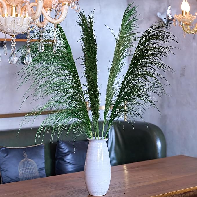 Pampas Grass Decor Tall,Long Pampas, Large Pompas Floral, Elegant Feather Flowers for Wedding Decorations, Living Room Decor (Natural Green, 8pcs 31.5"(80cm))