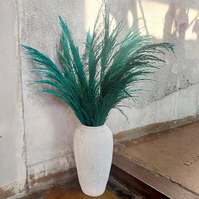 Pampas Grass Decor Tall,Long Pampas, Large Pompas Floral, Elegant Feather Flowers for Wedding Decorations, Living Room Decor (Natural Teal, 4pcs 43.3"(110cm))