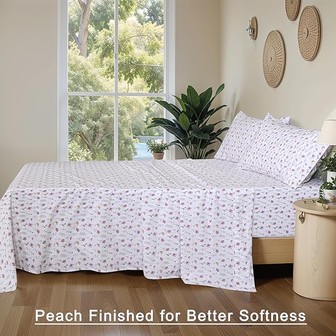 RUVANTI 100% Organic Cotton Sheets Full Size, Percale Weave, GOTS Certified, 4-Piece Set, Deep Pocket 15", Crisp & Breathable, Soft Durable Bedding, Sábanas Algodón Orgánico – Obsessed Stems