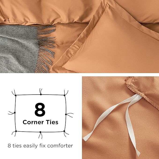 Bedsure Duvet Cover Full Size - Soft Double Brushed Bedding Set for Kids & Adults, Zipper Closure, 3 Pieces, Includes 1 Duvet Cover (80"x90") & 2 Pillow Shams, NO Comforter, Burnt Orange