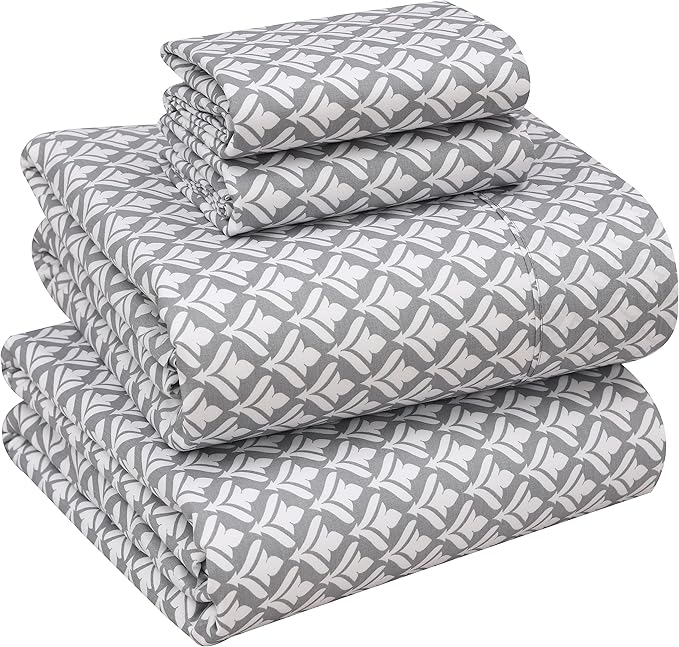 RUVANTI 100% Cotton Full Size Bed Sheets, 4 Pieces, Soft & Breathable Percale Weave Bedding, Deep Pocket 16", Hotel Standard, Crisp Cool Feel, Durable, Perfect Sheet Set Floral, Idiomatic Expression