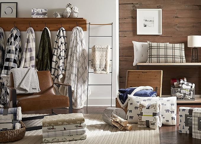 Eddie Bauer - Flannel Sheets Full Size, Anti-Pilling & Wrinkle Resistant Cotton, Touchably Soft for All-Season Comfort - Bed Sheets with Matching Pillowcases & Fitted Sheet (Westridge Plaid Blue)