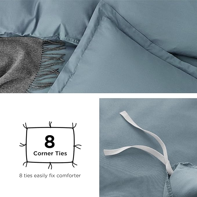 Bedsure Duvet Cover Queen Size - Only Includes 1 Duvet Cover (90"x90"), Hotel Luxury Soft Double Brushed All Season Bedding for Kids & Adults, Zipper Closure, NO Comforter, Mineral Blue