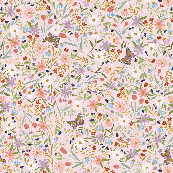 Jillson Roberts Bulk Gift Wrap, Everyday Gift Wrapping Supplies, Delicate Floral 1/2 Ream 417 feet x 24 inches