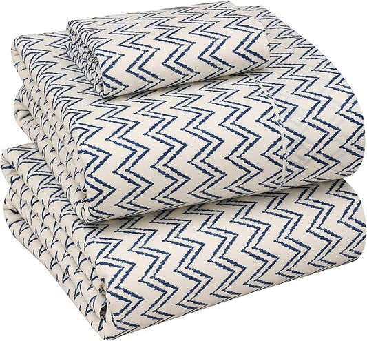 RUVANTI 100% Cotton Twin XL Sheet Sets, 3 Pieces, Soft & Breathable Percale Weave Bedding, Deep Pocket 16", Hotel Standard, Crisp Cool Feel, Durable, Perfect Size Floral Sheets, Chevron