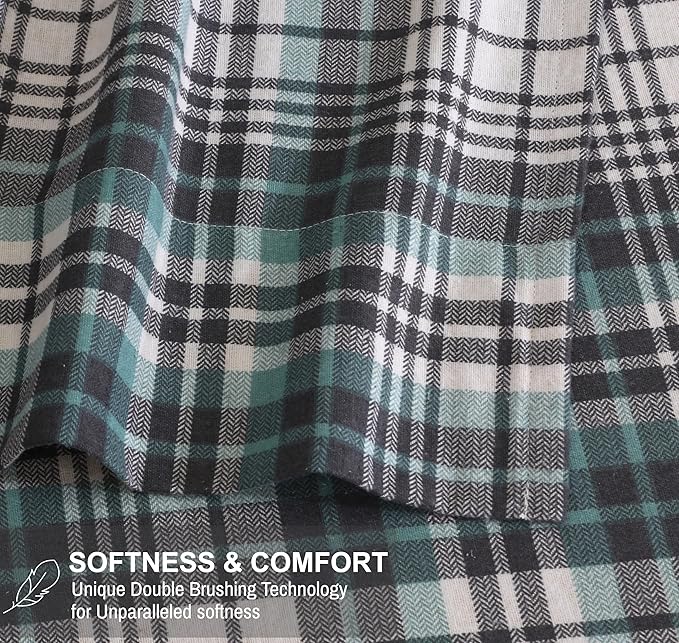 RUVANTI Flannel Sheets Twin XL Size - 100% Cotton Double Brushed Twin XL Sheet Sets, Deep Pockets 16 Inches, All Seasons Breathable & Extra Soft Bed Sheets, Warm & Cozy, 3 Piece, Mint Grey