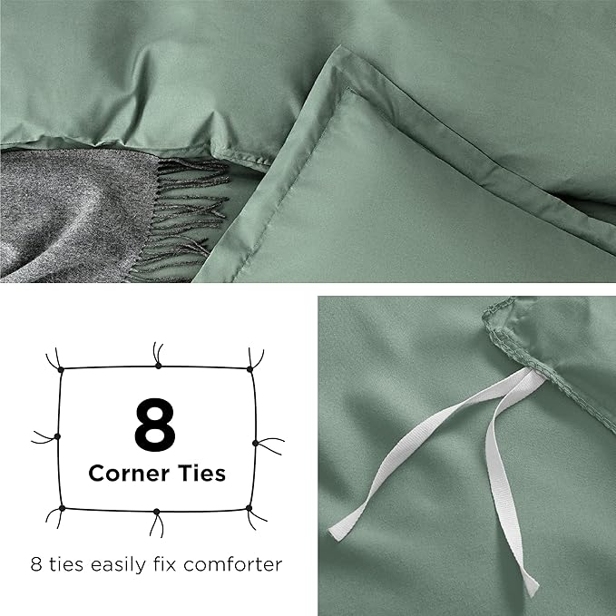 Bedsure Duvet Cover Twin/Twin XL Size - Soft Double Brushed Bedding Set for Kids & Adults, Zipper Closure, 2 Pieces, Includes 1 Duvet Cover (68"x90") & 1 Pillow Sham, NO Comforter, Sage Green