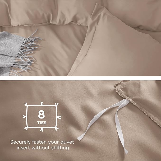 Bedsure Duvet Cover Queen Size - Soft Double Brushed Bedding Set for Kids & Adults, Zipper Closure, 3 Pieces, Includes 1 Duvet Cover (90"x90") & 2 Pillow Shams, NO Comforter, Khaki
