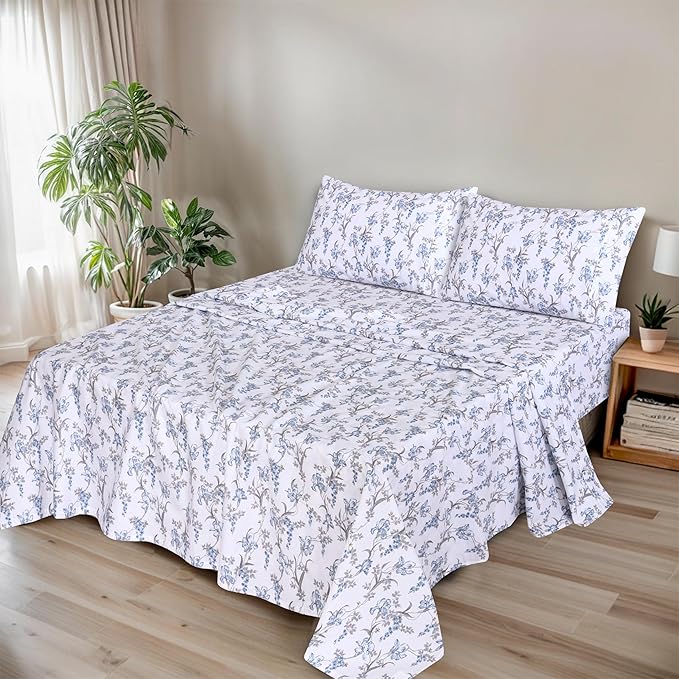RUVANTI 100% Organic Cotton Sheets King Size, Percale Weave, GOTS Certified, 4-Piece Set, Deep Pocket 15", Crisp & Breathable, Soft Durable Bedding, Sábanas Algodón Orgánico – Deluxe