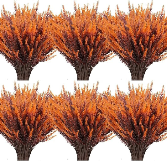 20 Bundles Artificial Fall Lavender Flowers Outdoor UV Resistant Fake Flowers No Fade Faux Plastic Plants Garden Porch Window Box Decorating (Golden Yellow)