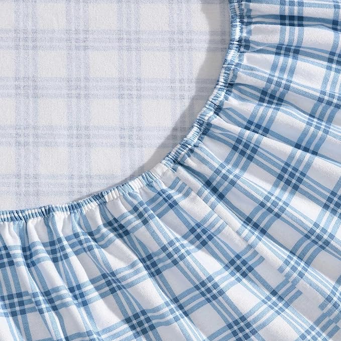 Eddie Bauer - Queen Bed Sheets, Cotton Flannel Bedding Set with Matching Pillowcases, Brushed for Extra Softness, Deep Pocket, Oeko-Tex Certified (Arrowhead Tartan Blue)