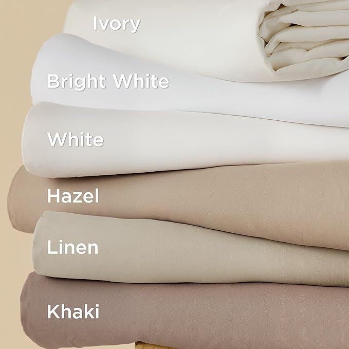 Bedsure Duvet Cover with Fitted Sheet Queen - Deep Pocket, Hotel Luxury Soft Double Brushed Bedding Set with Zipper Closure, 1 Duvet Cover, 1 Fitted Sheet, 2 Pillow Shams, NO Comforter, Ivory White