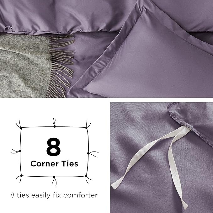Bedsure Duvet Cover Twin/Twin XL Size - Soft Double Brushed Bedding Set for Kids & Adults, Zipper Closure, 2 Pieces, Includes 1 Duvet Cover (68"x90") & 1 Pillow Sham, NO Comforter, Grayish Purple