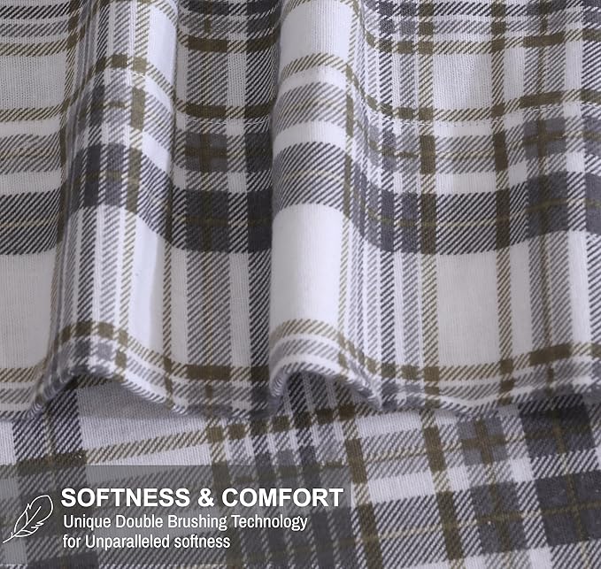 RUVANTI Flannel Sheets Twin Size - 100% Cotton Double Brushed Twin Sheets Set, Deep Pockets 16 Inches, All Seasons Breathable & Extra Soft Bed Sheets, Warm & Cozy, 3 Piece, Modest
