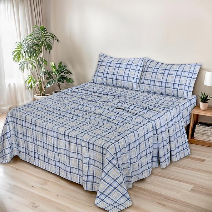 RUVANTI 100% Organic Cotton Sheets King Size, Percale Weave, GOTS Certified, 4-Piece Set, Deep Pocket 15", Crisp & Breathable, Soft Durable Bedding, Sábanas Algodón Orgánico – Pastel Print
