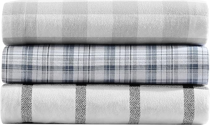 Eddie Bauer - King Sheets, Cotton Flannel Bedding Set, Brushed For Extra Softness, Cozy Home Decor (Bunkhouse Plaid, King)