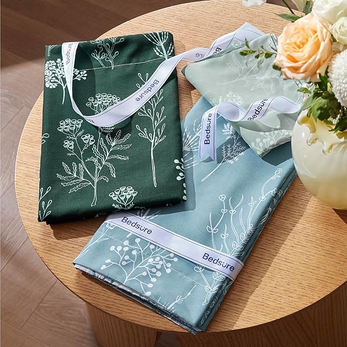 Bedsure Duvet Cover Queen Size - Reversible Mineral Blue Queen Duvet Cover Set with Zipper Closure, 3 Pieces Floral Patterned Bedding Set with 8 Corner Ties and 2 Pillow Shams
