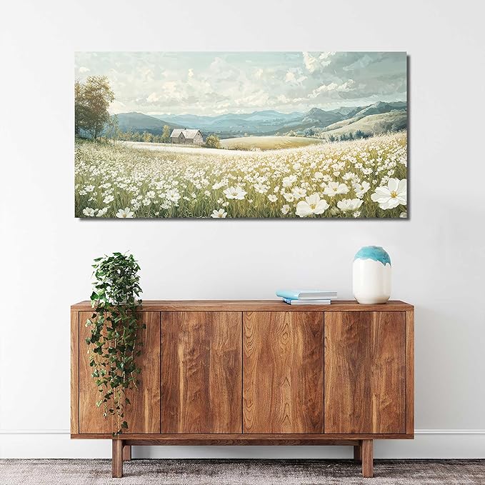 Canvas Wall Art Decor Wall Art Pictures for Living Room Canvas Art Wall Decor Green White Nature Wall Art Prints Artwork for Walls Vintage Landscape Wall Art Decorations Home Office Decor 20" X 40"