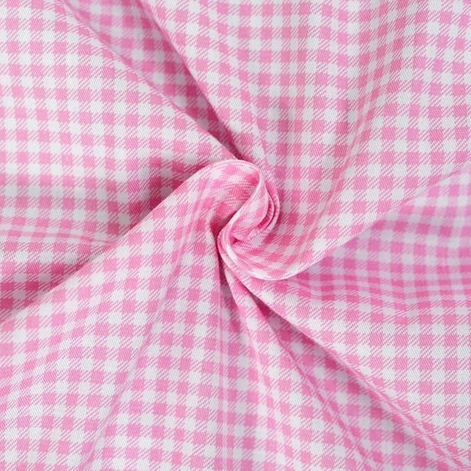FADFAY Shabby Floral Duvet Cover Set Pink Grid Cotton Farmhouse Bedding with Hidden Zipper Closure 3 Pieces, 1duvet Cover & 2pillowcases,Full Size