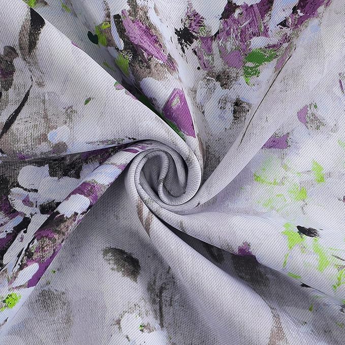 MYSKY HOME Purple Curtains 95 inch Length 2 Panels, Floral Curtains for Bedroom/Living Room Drapes, Vintage Elegant Grommet Window Treatments
