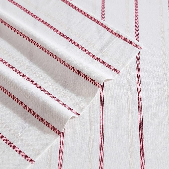 Eddie Bauer - King Bed Sheets, Cotton Flannel Bedding Set with Matching Pillowcases, Brushed for Extra Softness, Deep Pocket, Oeko-Tex Certified (Cooper Falls Red)