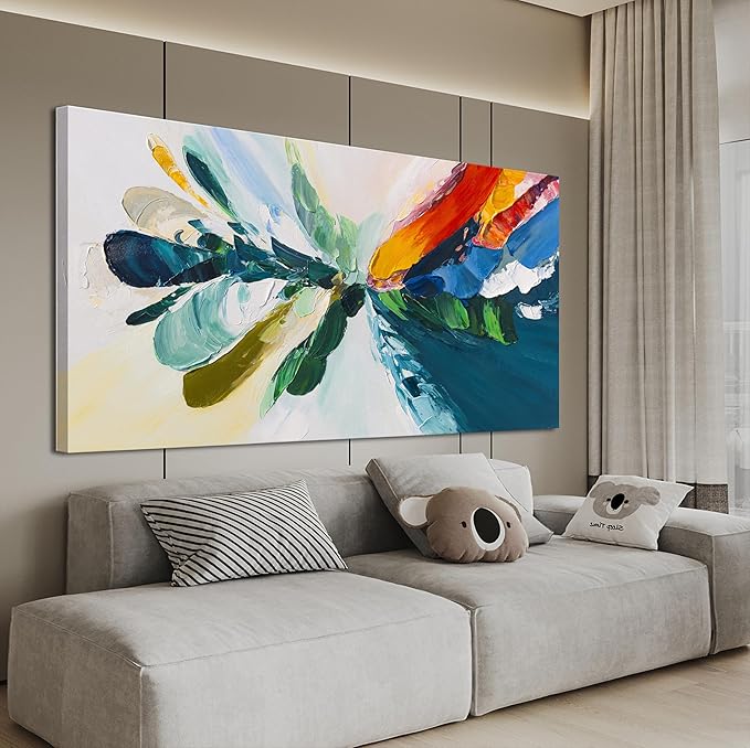 Canvas Wall Art Decor Wall Art Pictures For Living Room Blue White Wall Art Decor Canvas Abstract Art Colorful Abstract Wall Art Prints Art Work For Bedroom Office Kitchen Home Wall Decor 20" x 40"
