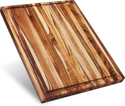 Sonder Los Angeles, Large Teak Wood Cutting Board for Kitchen with Juice Groove, Reversible Charcuterie Butcher Block 18x14x1.25 in (Gift Box Included)