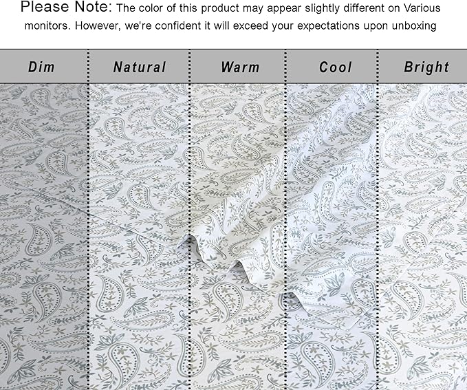 RUVANTI 100% Organic Cotton Sheets Queen Size, Percale Weave, GOTS Certified, 4-Piece Set, Deep Pocket 15", Crisp & Breathable, Soft Durable Bedding, Sábanas Algodón Orgánico – Ornate Oasis