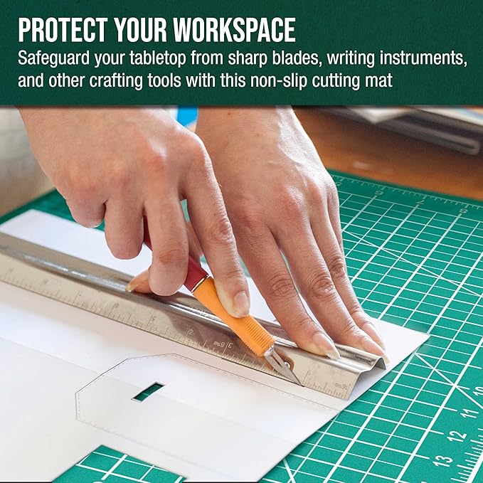 U.S. Art Supply 36" x 48" Self-Healing Cutting Mat 5-Ply - Double-Sided Green/Black Craft Mat, Non-Slip Cutting Mats for Crafts, Sewing, Quilting, Scrapbooking