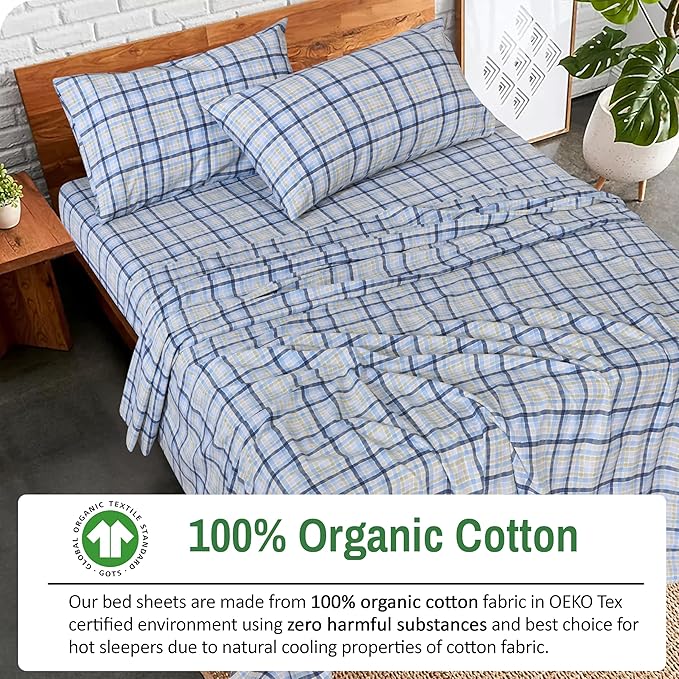 RUVANTI 100% Organic Cotton Sheets Full Size, Percale Weave, GOTS Certified, 4-Piece Set, Deep Pocket 15", Crisp & Breathable, Soft Durable Bedding, Sábanas Algodón Orgánico – Pastel Print