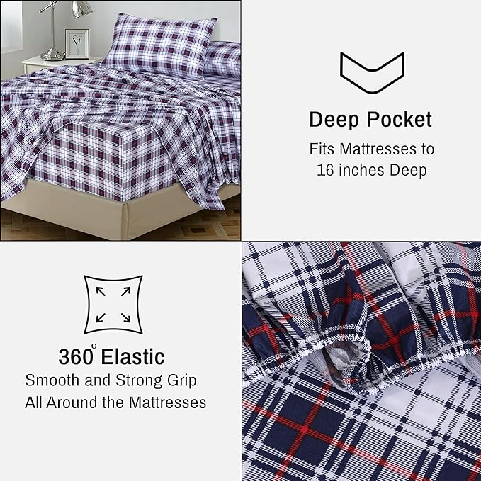 RUVANTI 100% Cotton Twin XL Sheet Sets, 3 Pieces, Soft & Breathable Percale Weave Bedding, Deep Pocket 16", Hotel Standard, Crisp Cool Feel, Durable, Perfect Size Floral Sheets, Prussian