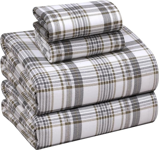 RUVANTI Flannel Sheets Full Size - 100% Cotton Double Brushed Bed Sheets Set, Deep Pockets 16 Inches, All Seasons Breathable & Extra Soft Full Sheets, Warm & Cozy, 4 Piece, Modest