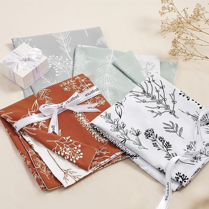 Bedsure Twin/Twin XL Duvet Cover - Reversible Terracotta Duvet Cover Set with Zipper Closure, 2 Pieces Cute Floral Botanical Pattern Bedding Set with 8 Corner Ties and 1 Pillow Sham